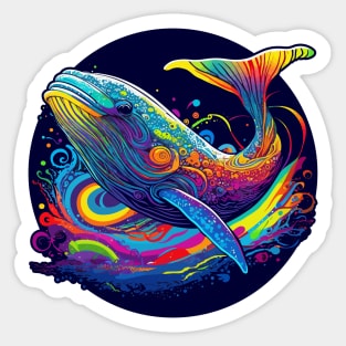 Neon - Whale - Floating in Space - pos Sticker